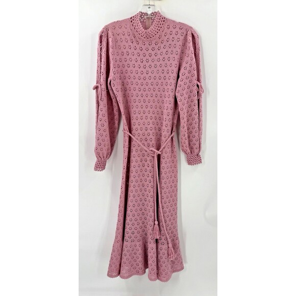 Vintage RARE GORGEOUS Miss Joann California Knit Crochet Pink Split Sleeve "10" - Picture 1 of 13